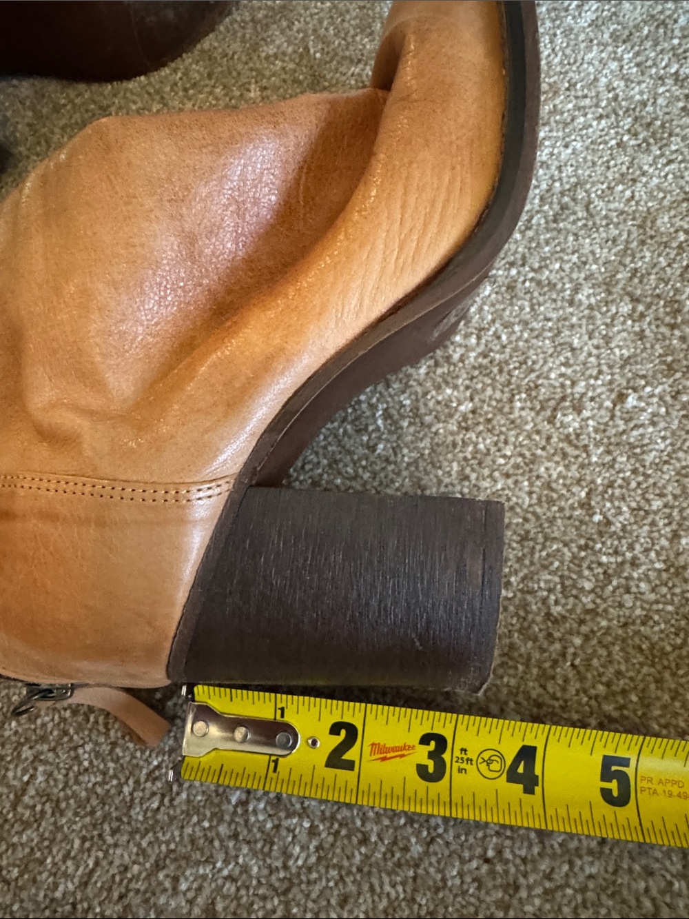 Free People Tan Leather Ellie Mid-Calf Slouch Block Heel Boots size 40 - Picture 9 of 9